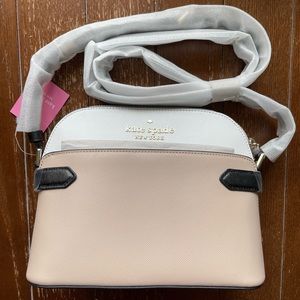 Kate Spade New York Dome Crossbody Bag, White Tan and Black